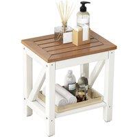 Costway HDPE Shower Bench Waterproof Bathroom Shower Stool w/ Shelf in Brown