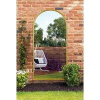 MirrorOutlet Gold Metal Framed Arched Garden Wall Mirror 63" X 31" (160CM X 80CM) | Size: 1 Pack