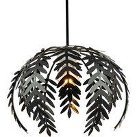 Happy Homewares Traditional Fern Leaf Design Ceiling Pendant Light Shade in Shiny in Black