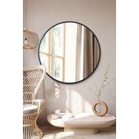 MirrorOutlet Black Edged Circular Modern Wall Mirror 39" (100CM) Diameter | Size: 1 Pack