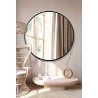 MirrorOutlet Black Edged Circular Modern Wall Mirror 47" (120CM) Diameter | Size: 1 Pack