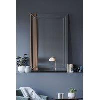MirrorOutlet Langley All Glass Modern Bevelled Wall Mirror 100 x 70 CM in Silver | Size: 1 Pack