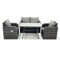 Fimous Outdoor Garden Furniture Set with Reclining Chair Dark Grey Mixed