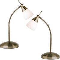 Loops 2 PACK | Touch Dimmer Table Lamp Light Antique Brass & Glass Shade Reading Task in Clear