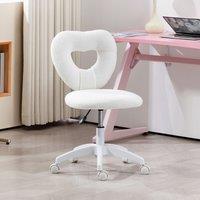 HOMCOM Armless Heart Desk Chair, Makeup Vanity Chair for Home, White