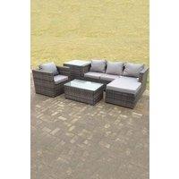 5 Seats Rattan Sofa Set Oblong Coffee Table Chair Big Footstool
