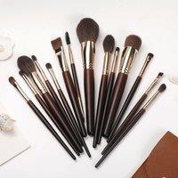 BP Beauty Pro Set of 14 BP Professional Makeup Brushes in a Leather Case - Luxury & Precision in Brown/Gold