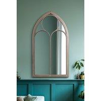 MirrorOutlet Rustic Metal Chapel Arched Wall Mirror Stone Colour (111CM X 61CM) in Beige | Size: 1 Pack