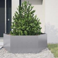 Berkfield Home Garden Planter Hexagon 138x120x45 cm Galvanized Steel in Silver | Size: 138 x 120 x 45 cm