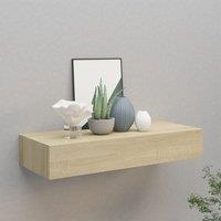 Berkfield Home Wall-mounted Drawer Shelf Oak 60x23.5x10cm MDF in Brown | Size: 60x23.5x10 cm