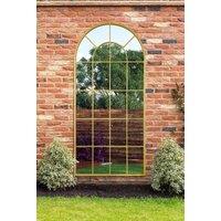 MirrorOutlet Gold Framed Arched Window Garden Mirror 71" X 33.5" (180x85CM) | Size: 1 Pack