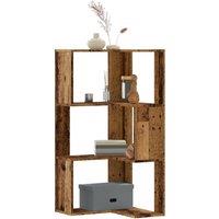 Berkfield Home Corner Bookcase 3-Tier Old Wood 50x50x102 cm Engineered Wood in Brown | Size: 50 x 50 x 102 cm