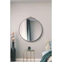 MirrorOutlet Silver Metal Framed Round Decorative Wall Mirror 39 X 39 100x100CM | Size: 1 Pack