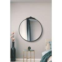 MirrorOutlet Black Metal Framed Round Decorative Wall Mirror 39 X 39 (100x100CM) | Size: 1 Pack