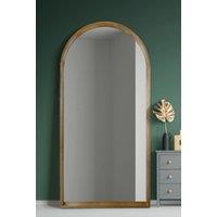 MirrorOutlet Solid Oak Framed Arched Leaner Wall Mirror 79" X 39" (200CM X 100CM) in Beige | Size: 1 Pack