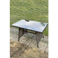 PE Rattan Dining Table With Clear Tempered Glass