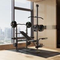 SPORTNOW Multi-Exercise Incline/Flat Weight Bench with Bench Press Rack in Black