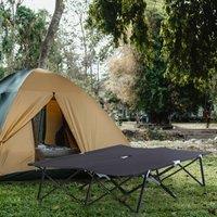 OUTSUNNY Double Camping Folding Cot Outdoor Portable Sleeping Bed with Carry Bag in Green
