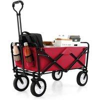 Costway Outdoor Collapsible Folding Utility Wagon Heavy Duty Camping Garden Cart in Red