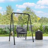 OUTSUNNY Hammock Chair, Boho Hanging Swing Chair with Cushion in Dark Grey