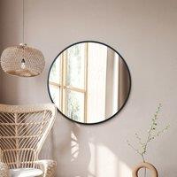 MirrorOutlet Black Edged Circular Modern Wall Mirror 31" (80CM) Diameter | Size: 1 Pack