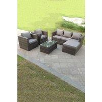 6 Seats Rattan Sofa Furniture Set Oblong Coffee Table Chairs Big Footstool