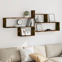 Berkfield Home Wall Shelf Smoked Oak 167.5x18x68 cm Engineered Wood in Brown