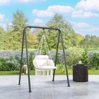 OUTSUNNY Hammock Chair, Boho Hanging Swing Chair with Cushion in Cream