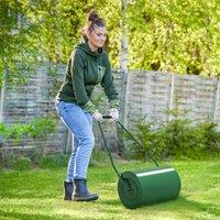 OUTSUNNY 63 L Lawn Roller Large Heavy Duty Metal Sand or Water Filled in Dark Green