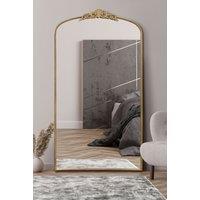 MirrorOutlet Gold Metal Framed Arched Wall Mirror 68" X 38" (174CM X 96CM) | Size: 1 Pack