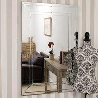 MirrorOutlet Langley All Glass Modern Bevelled Large Dress Mirror 120 x 80 CM in Silver | Size: 1 Pack