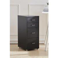 Living and Home 4 Drawers Vertical File Cabinet with Wheels Living Room Storage Cabinet Bedroom Black Bedside Table