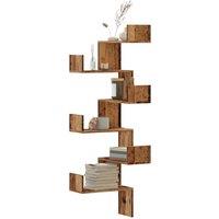 Berkfield Home Wall Corner Shelf Old Wood 45x45x147 cm Engineered Wood in Brown | Size: 45 x 45 x 147 cm