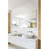 MirrorOutlet Circuitt 4mm Sheet Mirror Glass Polished Edges 4 Holes 150 x 75cm in Silver | Size: 1 Pack