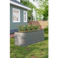 Silver 240cm W Oval Galvanized Steel Oval Raised Garden Bed