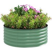 OUTSUNNY Galvanised Planter with Gloves, 120 x 120 x 43cm, Light Green | Size: 120 x 120 x 43 cm