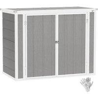 OUTSUNNY 4.7 x 2.5FT Lockable Garden Shed, Double Bin Storage Shed, Grey