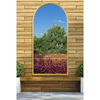 MirrorOutlet Gold Metal Framed Arched Wall Garden Mirror 55" X 27.5" (140 X 70CM) | Size: 1 Pack