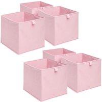 OHS Pack of 6 Plain Folding Storage Boxes in Light Pink