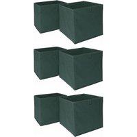 OHS Pack of 6 Plain Folding Storage Boxes in Dark Green