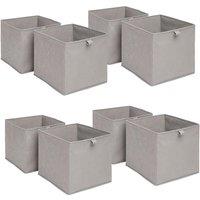 OHS Pack of 8 Plain Folding Storage Boxes in Grey