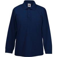 Fruit of the Loom Long Sleeve 65 35 Pique Polo Polo Shirts Pack of 2 in Mid Navy | Size: 5-6 Years