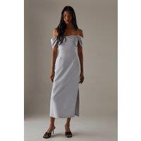 Warehouse Women's Twist Bandeau Column Dress in Ice Grey | Size: 14