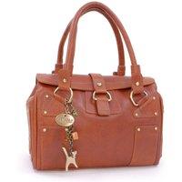 Catwalk Collection Handbags Women's Claudia Top Handle Handbag in Tan | Size: Medium