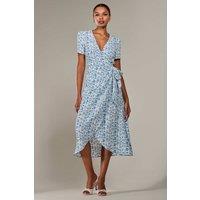 Jolie Moi Women's Faux Wrap Midaxi Dress in Light Blue | Size: 10