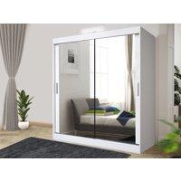 RAC3 Sliding Mirror Wardrobe with LED, Drawers - Modern Bedroom Storage 120cm in White
