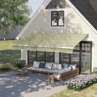 OUTSUNNY Garden Patio Manual Awning Canopy Sun Shade Shelter in Cream