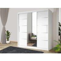 RAC3 OSLO 203cm Modern black Sliding Bedroom Wardrobe with Mirror & Drawers in White