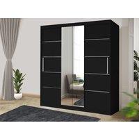 RAC3 OSLO 203cm Modern black Sliding Bedroom Wardrobe with Mirror & Drawers