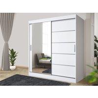 RAC3 Modern white Effect 120cm Sliding Door Wardrobe with Mirror & Integrated Drawers, Spacious Bedroom Storage